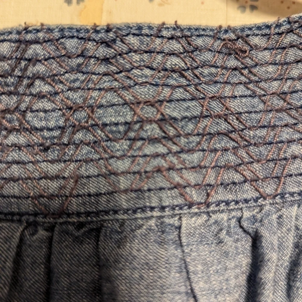 💙 American Eagle 8 Mini skirt denim Ribbon embroidered design cotton cowgirl